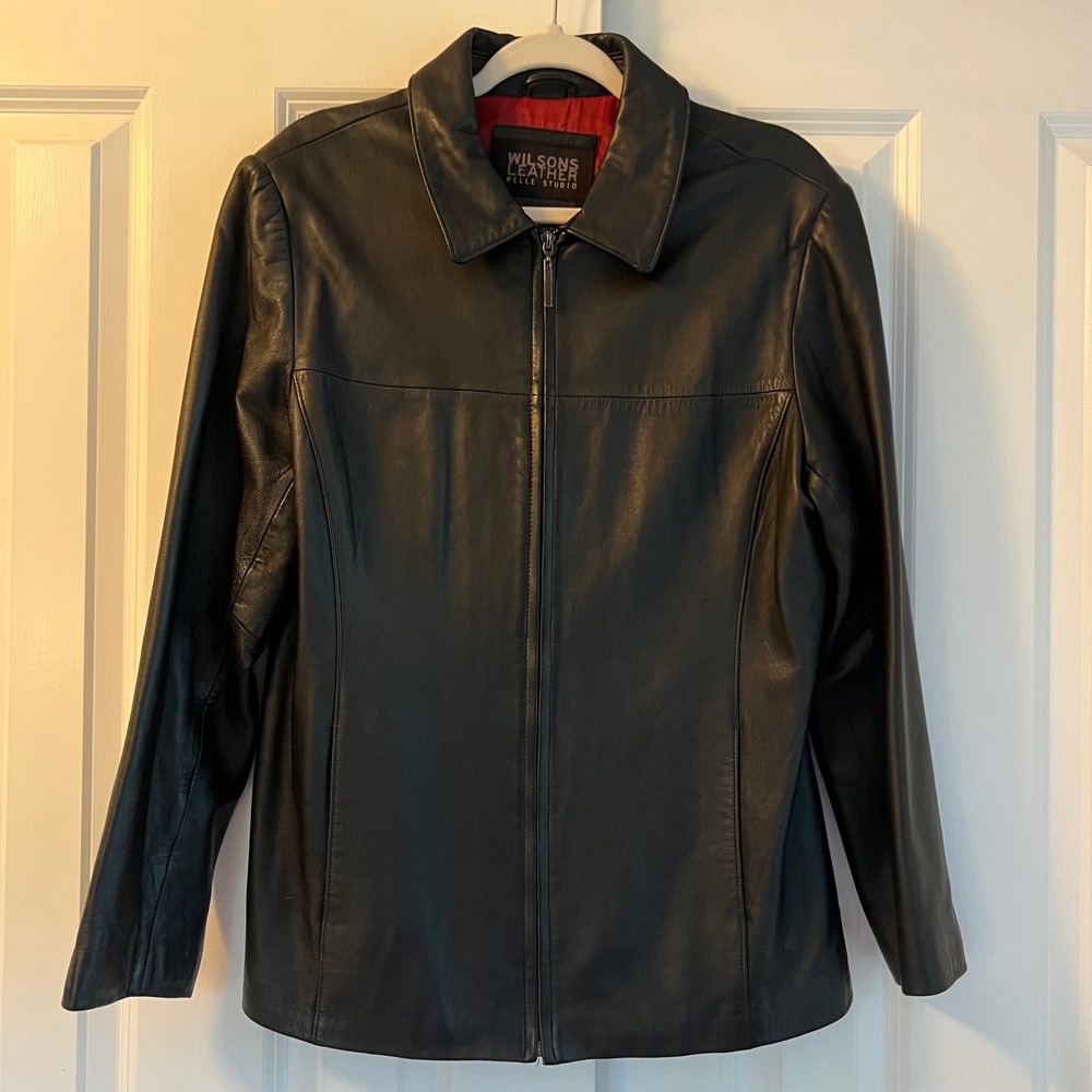 Wilsons Leather Pelle‎ Studio Women's Black 100% Genuine Leather Jacket Size L